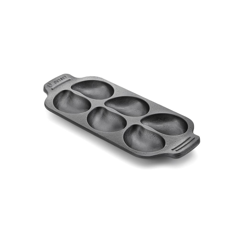 Outset 76225 Cast Iron Oyster Grill Pan, 12 Cavities, Black