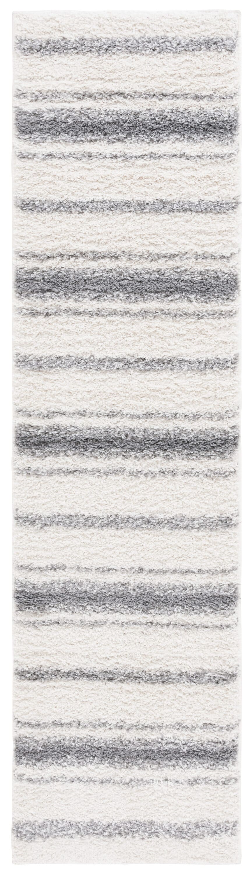 Safavieh BSP252A-28 2 x 8 (ft) Loomed Polyester/Polypropylene Ivory/Gray Rectangular Indoor Stripe Mid-Century Modern Runner rug