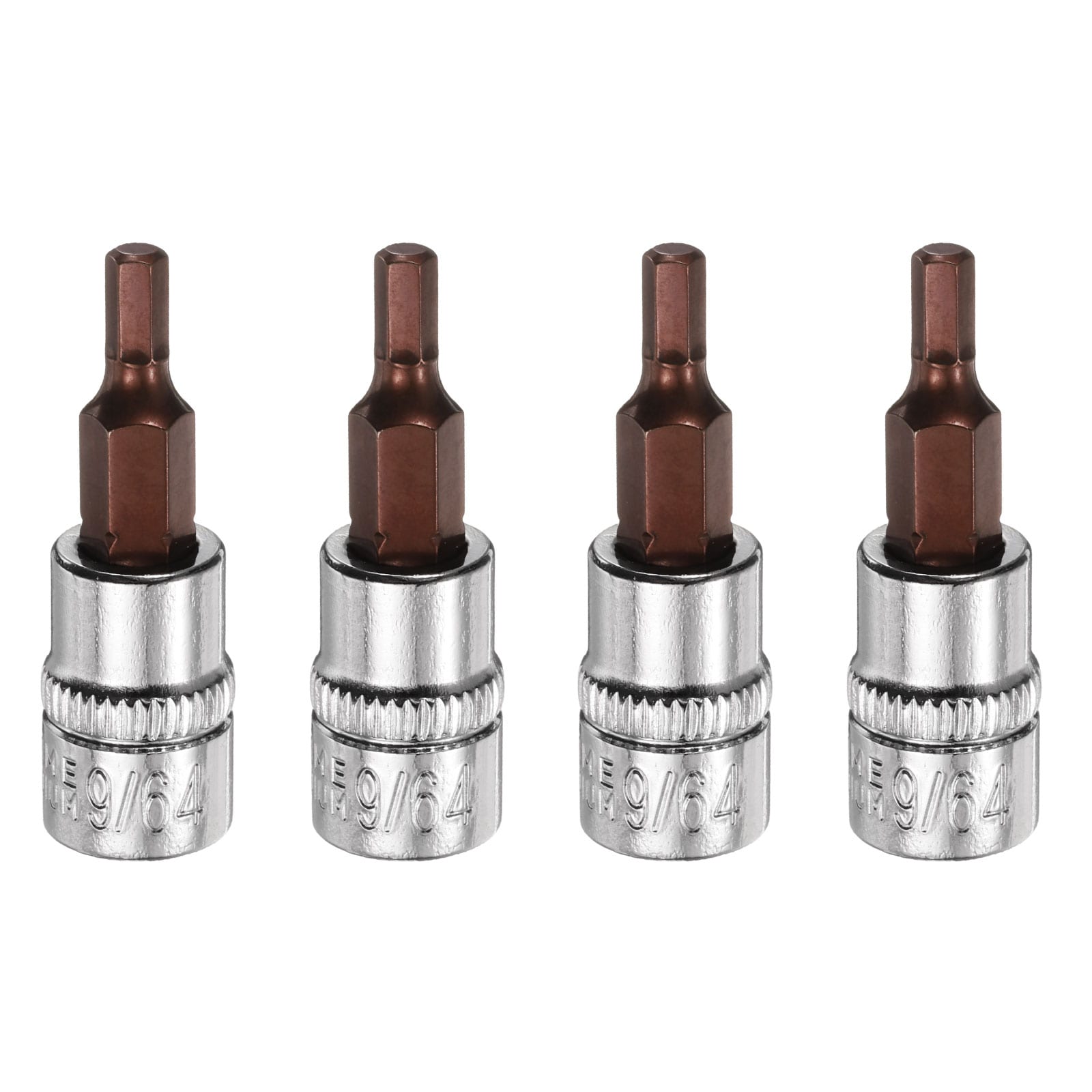 Harfington 4pcs 9/64 Inch Hex Bit Socket 1/4 Inch Square Drive SAE Extension Impact Bit Power Nut Driver Set S2 and CR-V Steel Socket Ratchet Wrench Bits #S26060900UX3364
