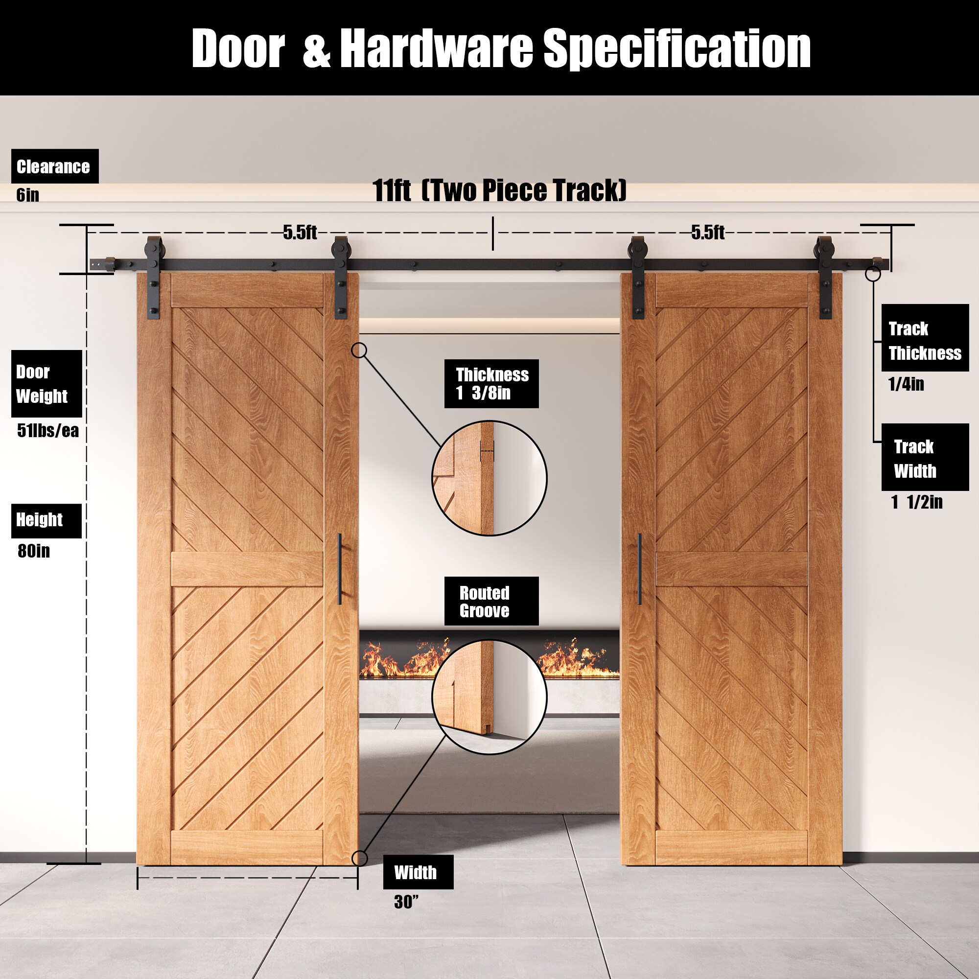 HOMACER YT2H132C-XT4-3080-EA Barn-Doors - View #2