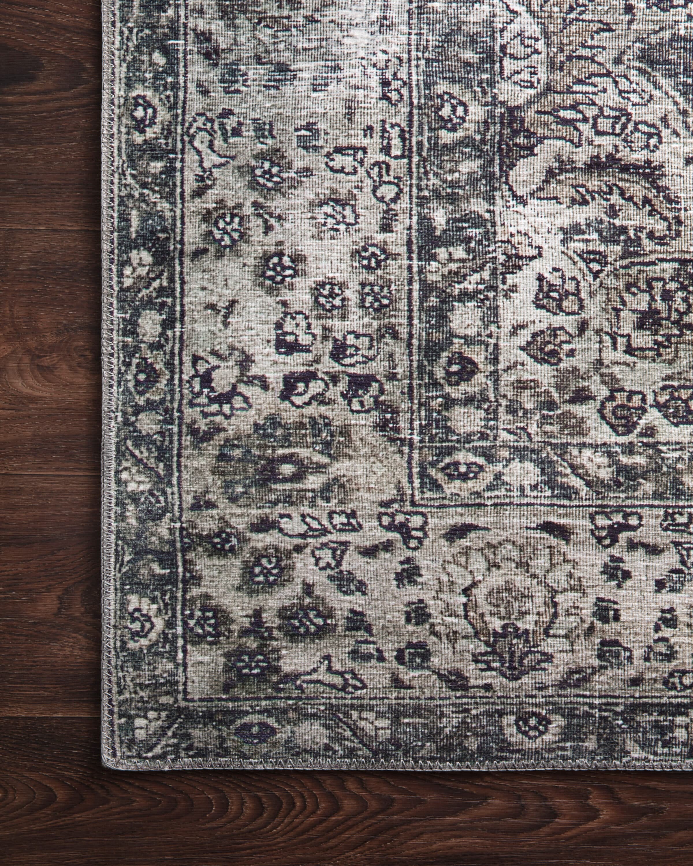 Reversible Gray Synthetic 24"x60" Stain-Resistant Area Rug