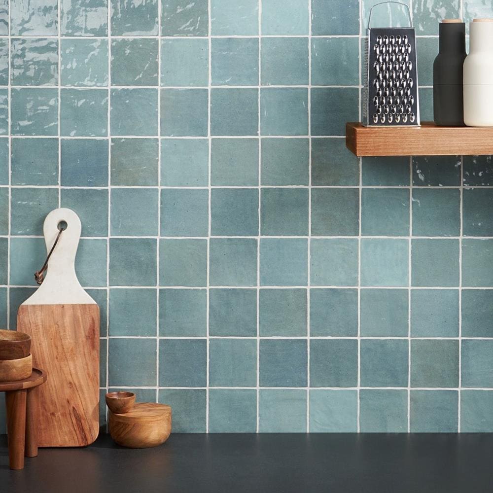 Artmore Tile Montego Aqua 4-in X 4-in Glazed Ceramic Encaustic Wall ...