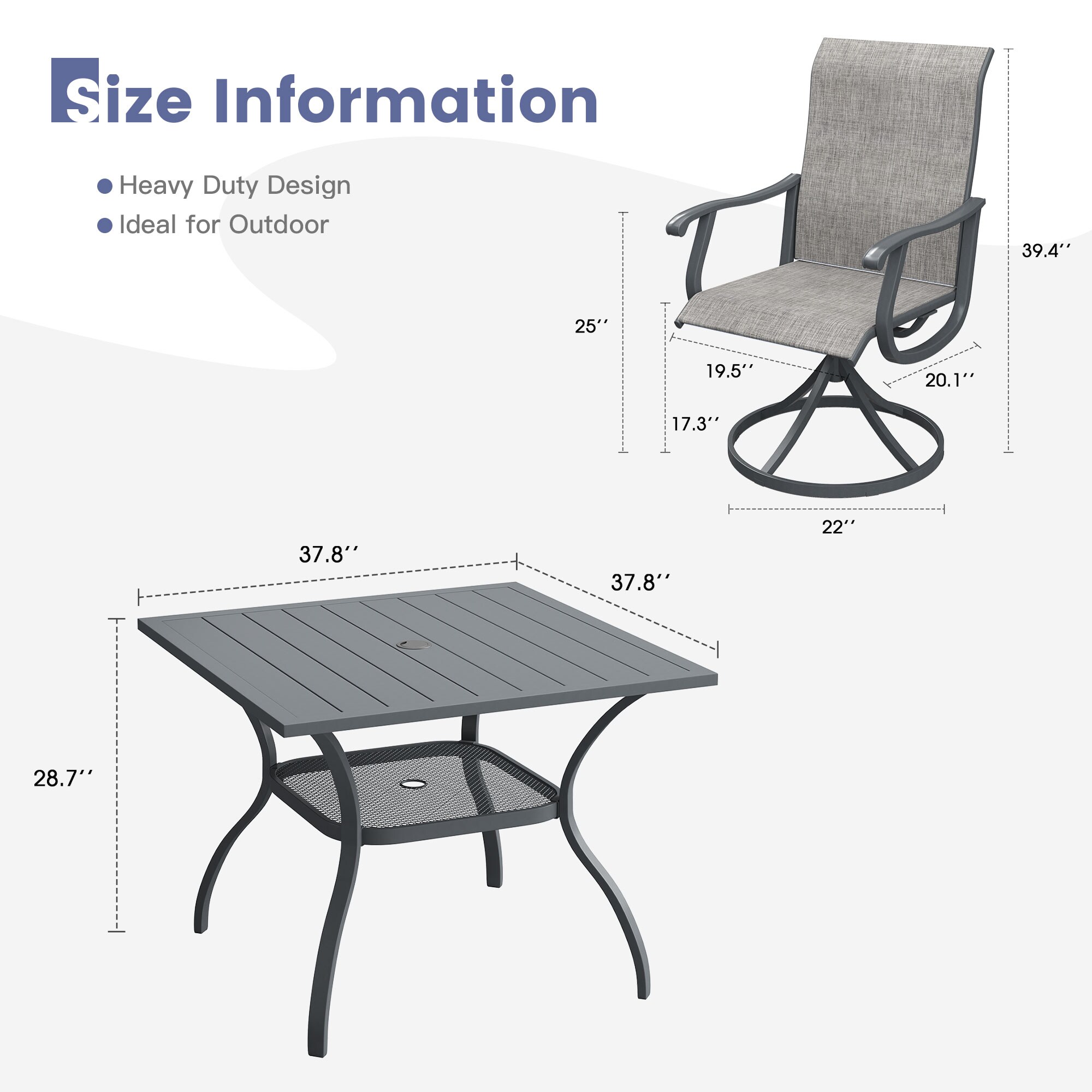 VICLLAX KDTS01DG-KDCS03GY-5V Patio-Dining-Sets - View #3