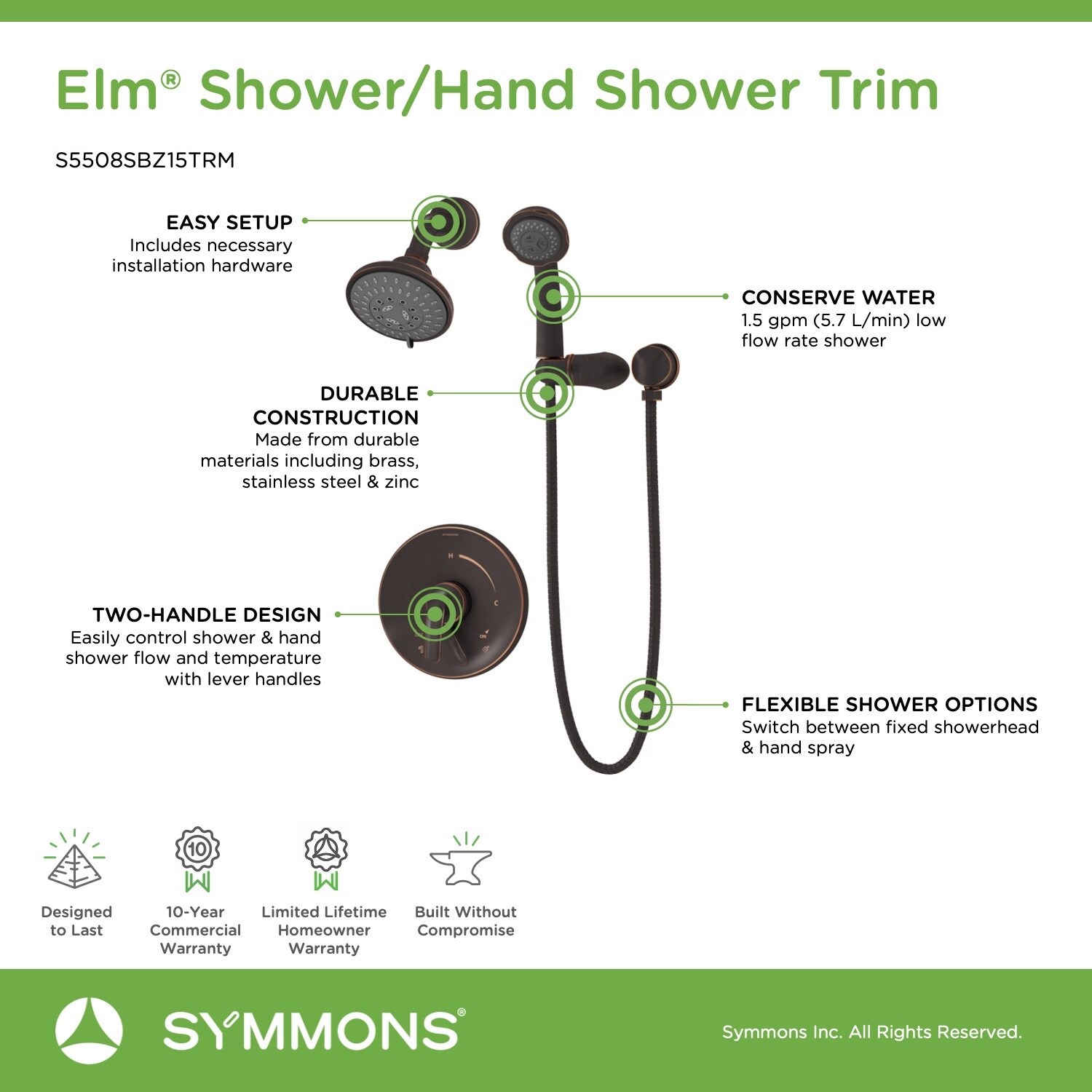 Symmons S5508SBZ15TRM Tub-Shower-Faucets - View #3