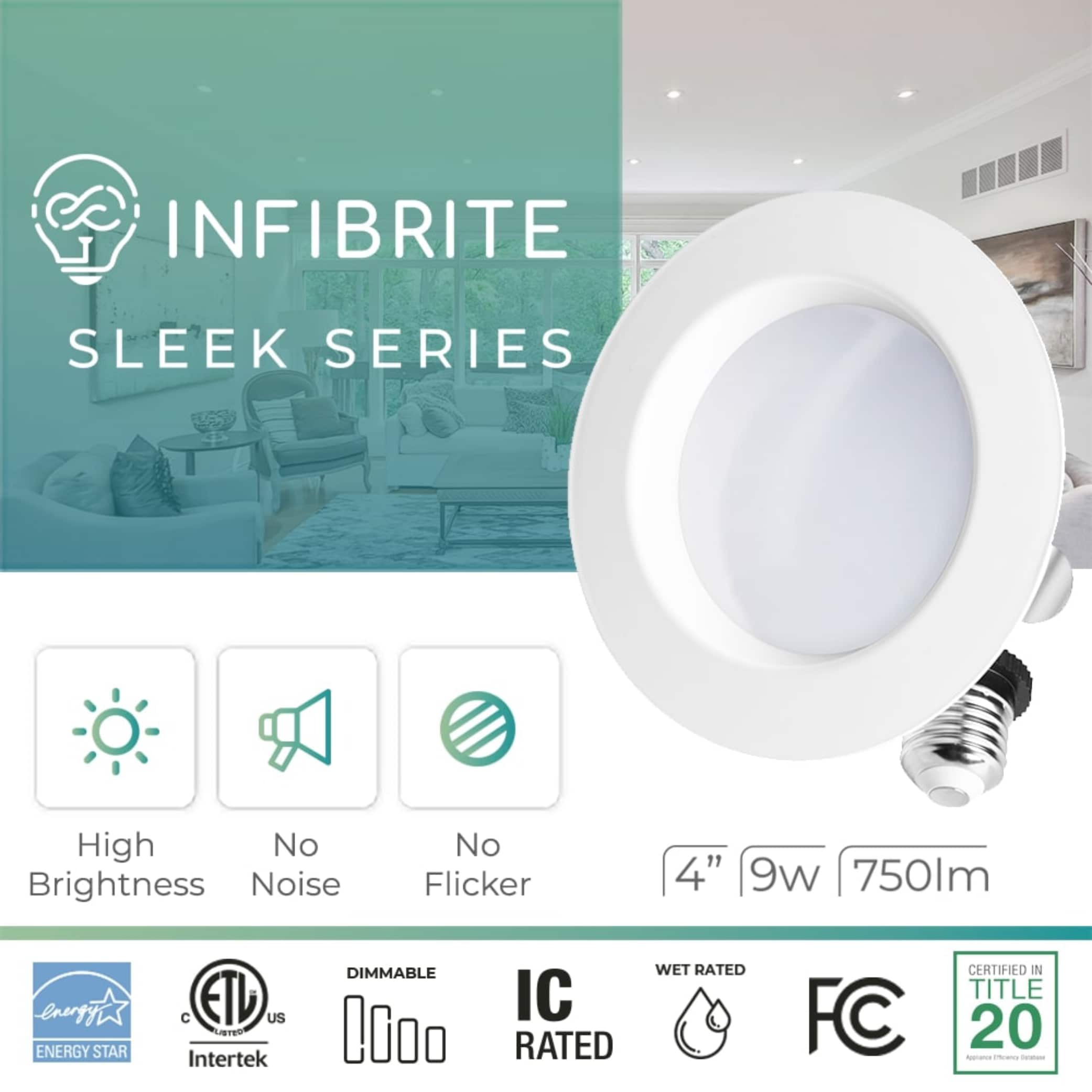 Infibrite Sleek Series 4-in LED Remodel and New Construction White ...