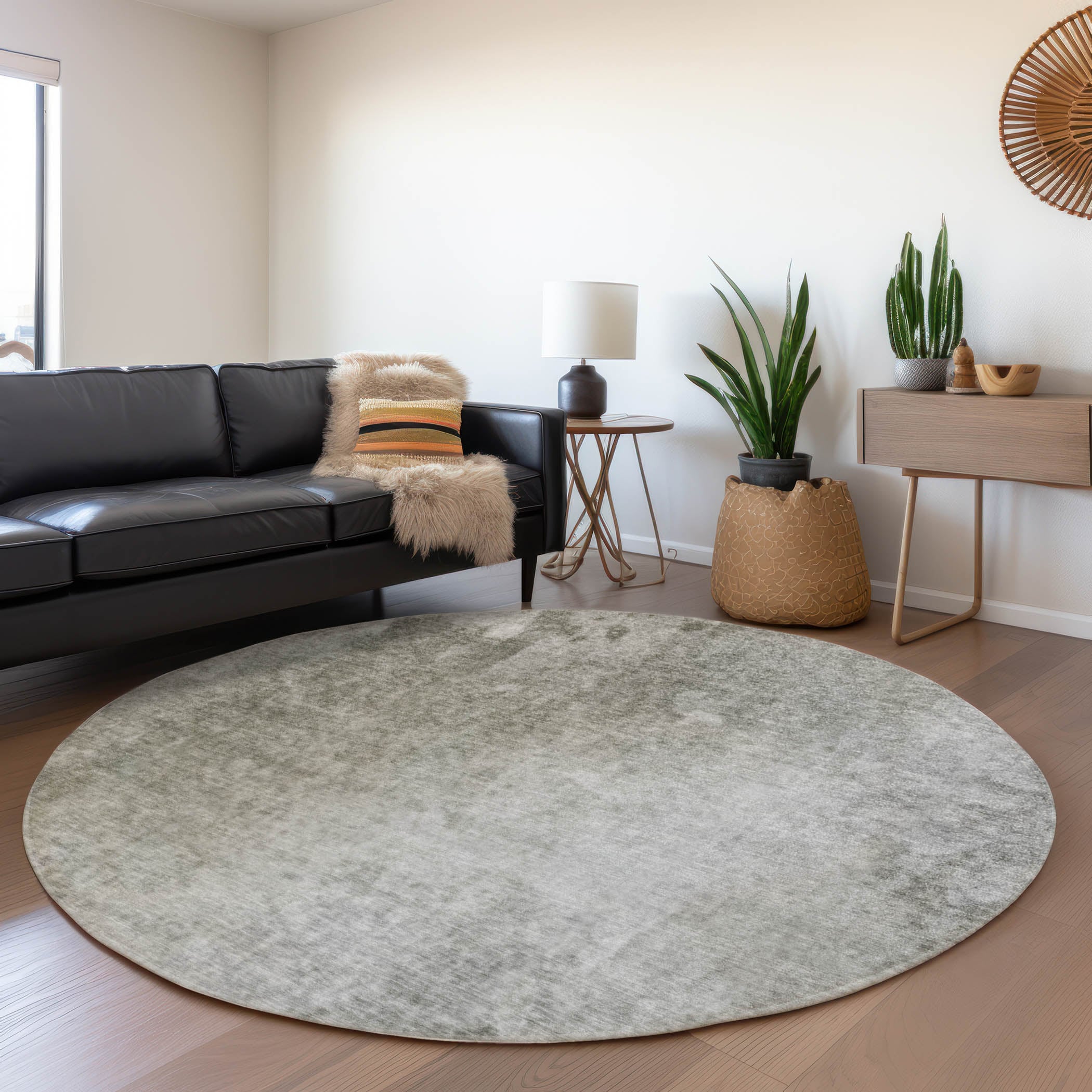 Addison Rugs ACN562GY8RO Chantille ACN562GY 8 x 8 (ft) Polyester Gray Round Indoor/Outdoor Abstract Mid-Century Modern Machine washable Area rug