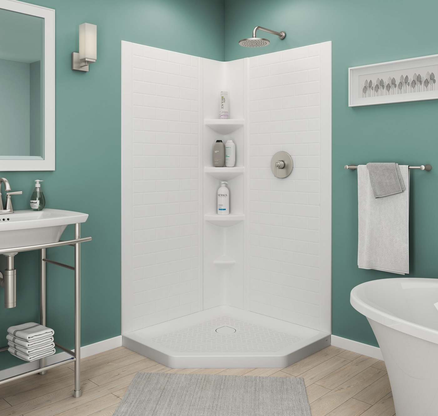 Simple Houseware Bathroom Adhesive Wall Mount Single-Tier Corner Shelf  Shower Caddy, Chrome, (Set of 3)