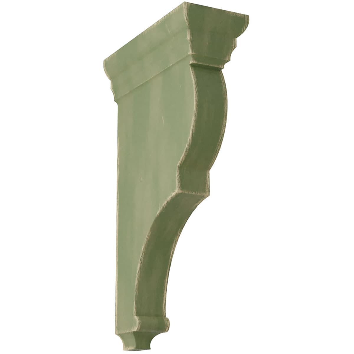Ekena Millwork CORWD03X07X14RJGR 3.5-in x 7.5-in x 14-in Vintage Decor Finished Rubberwood Green Wood Paintable/Stainable Corbel