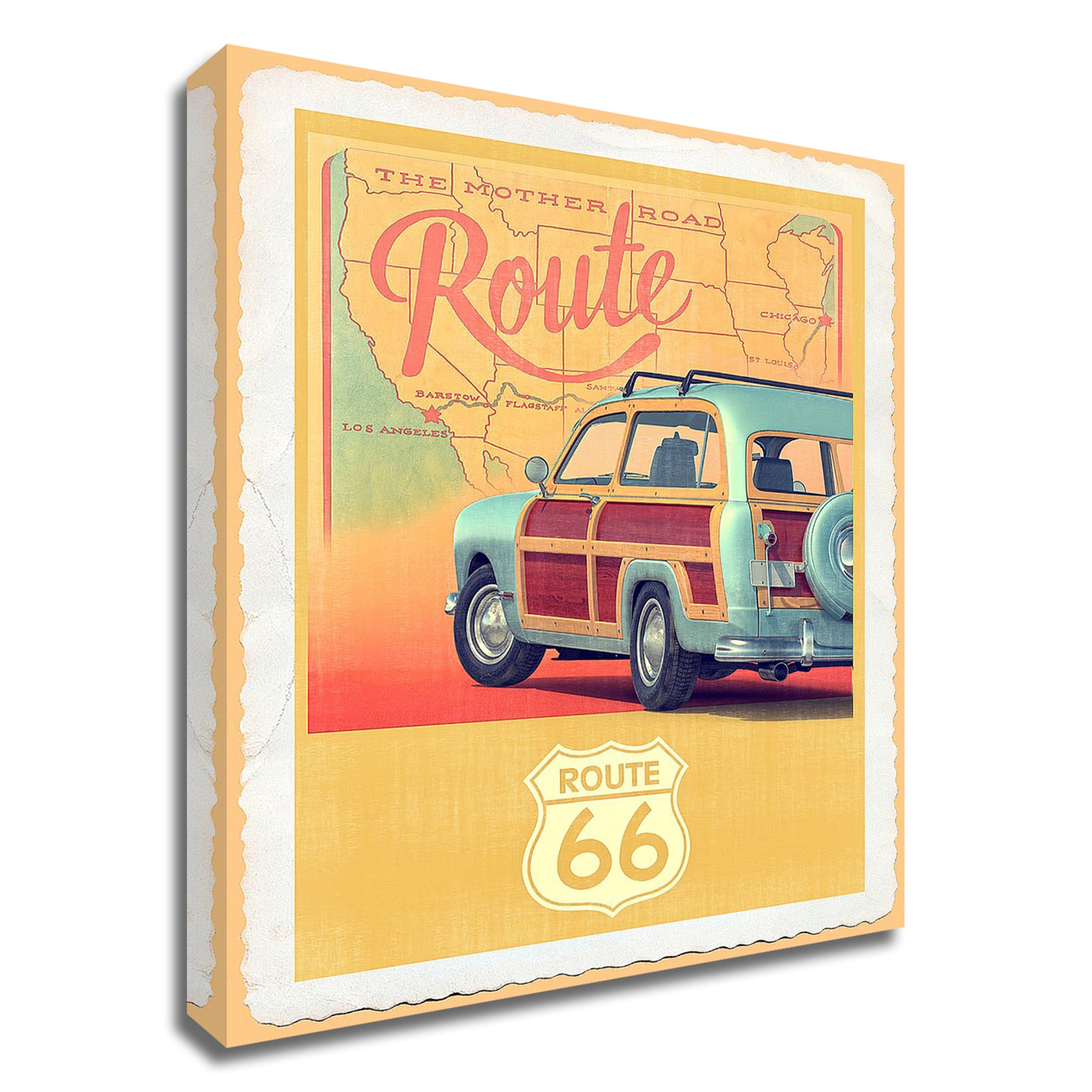 Tangletown Fine Art 8F709DC-2432 Route 66 Vintage Travel Edward M. Fielding 32-in H x 24-in W Vintage/Retro Print on Canvas