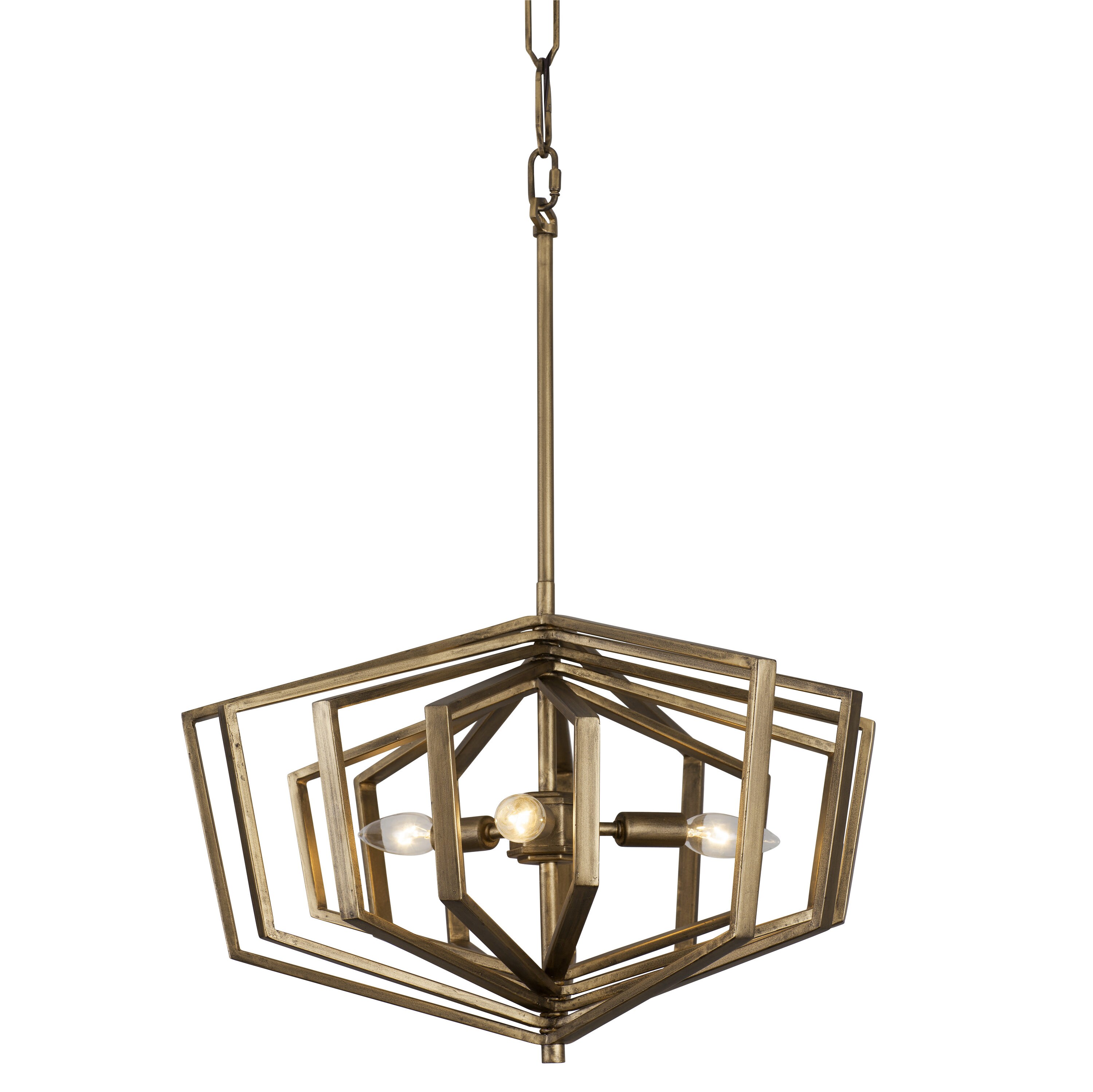 Varaluz 262P03HG Gymnast 3 -Light Havana Gold Transitional Geometric Hanging Pendant light