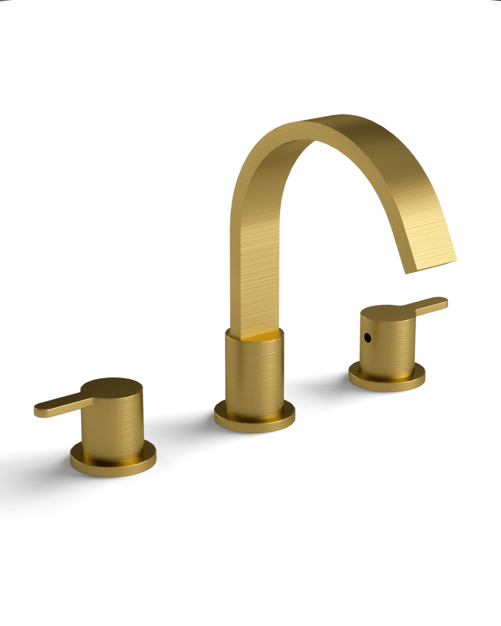 YAWWALK  Brushed Gold Waterfall 360-Degree Swivel Widespread 3-Hole 2-Handle Bathroom Sink Faucet with Pop-Up Drain