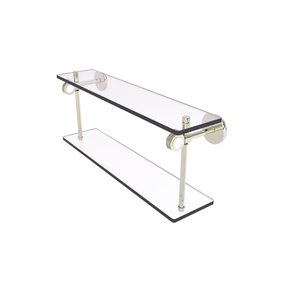 Allied Brass CV-2D-16-PNI Clearview Polished Nickel 2 -Tier Wall mount Bathroom Shelf ( 16-in x 9.2-in x 5-in )