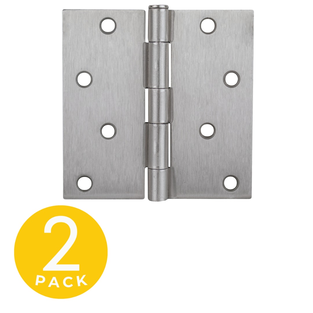 Global Door Controls CP4040-26D Residential Hinge 4-in H Square Brushed Chrome Mortise Interior/Exterior Door Hinge 2 -Pack