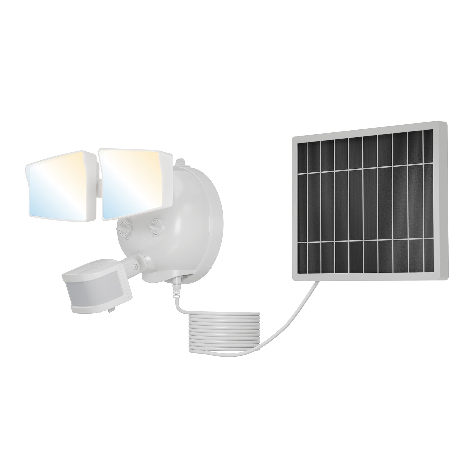 HALO - 240 -Degree 120 -Wattage Equivalent Solar LED Matte White 2 -Head Motion-Activated Flood L...