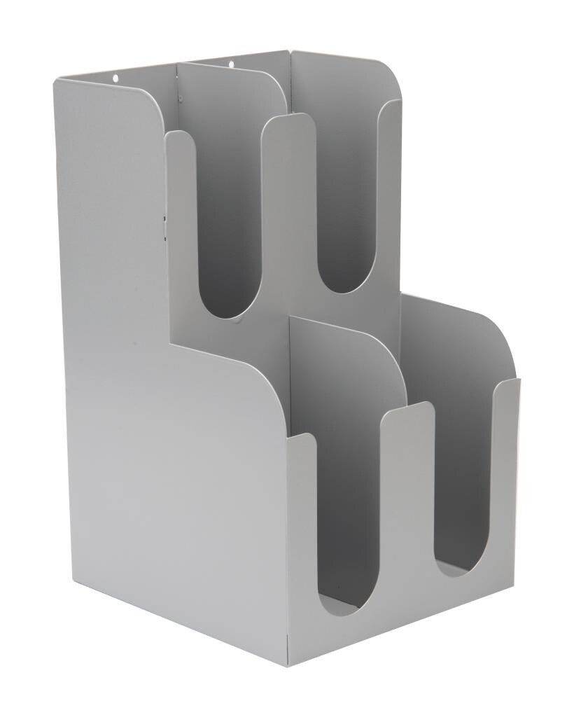 Mind Reader 2LAYER4-SIL  4 Compartment Dual-level Holder, Multi-section 2 Tier Organizer For Stacked Hot or Cold Disposable Cups, Lids, Condiments, Stainless Steel, Silver