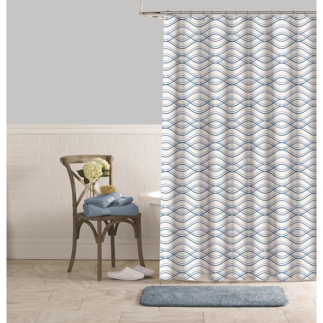 Polyester Blue Patterned Shower Curtain, 54 X 72 Cotton Shower Curtain