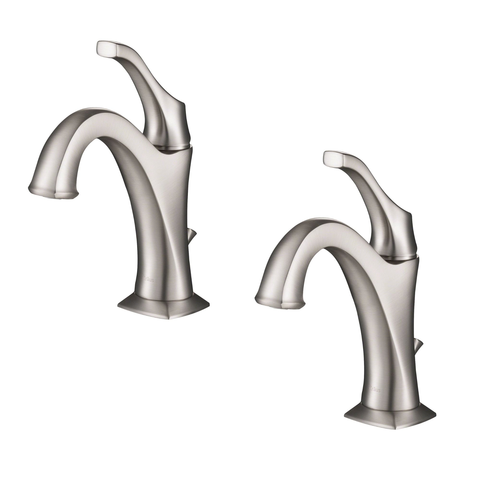 Kraus KBF-1201SFS-2PK Arlo Brushed Nickel Single hole 1-handle WaterSense Mid-arc Commercial/Residential Handle Bathroom Sink Faucet with Drain with Deck Plate 2 -Pack