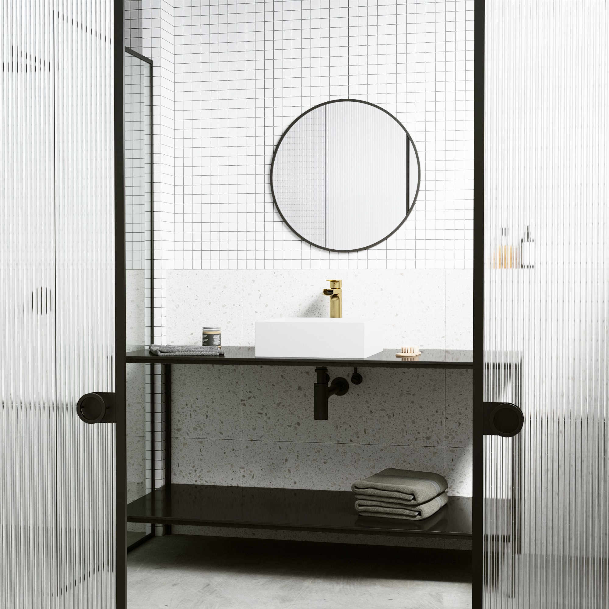 Matte White Stone Square Above-Counter Vessel Sink
