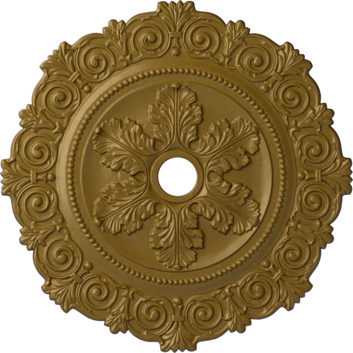 Ekena Millwork CM33SCGLS Scroll 33.25-in W x 33.25-in L Painted Gold Polyurethane Whole Ceiling Medallion