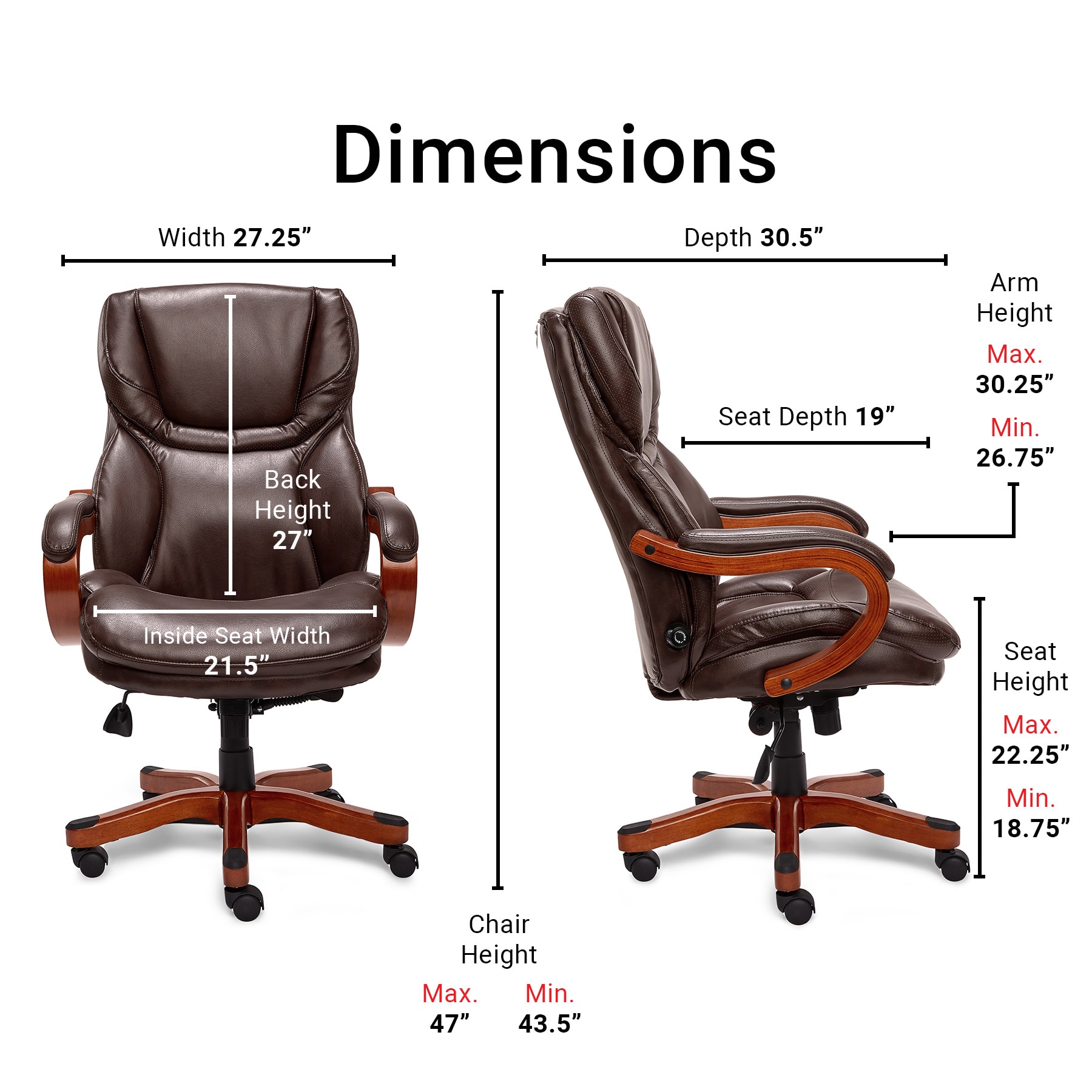 Conway High Back Brown Faux Leather Executive Swivel Chair