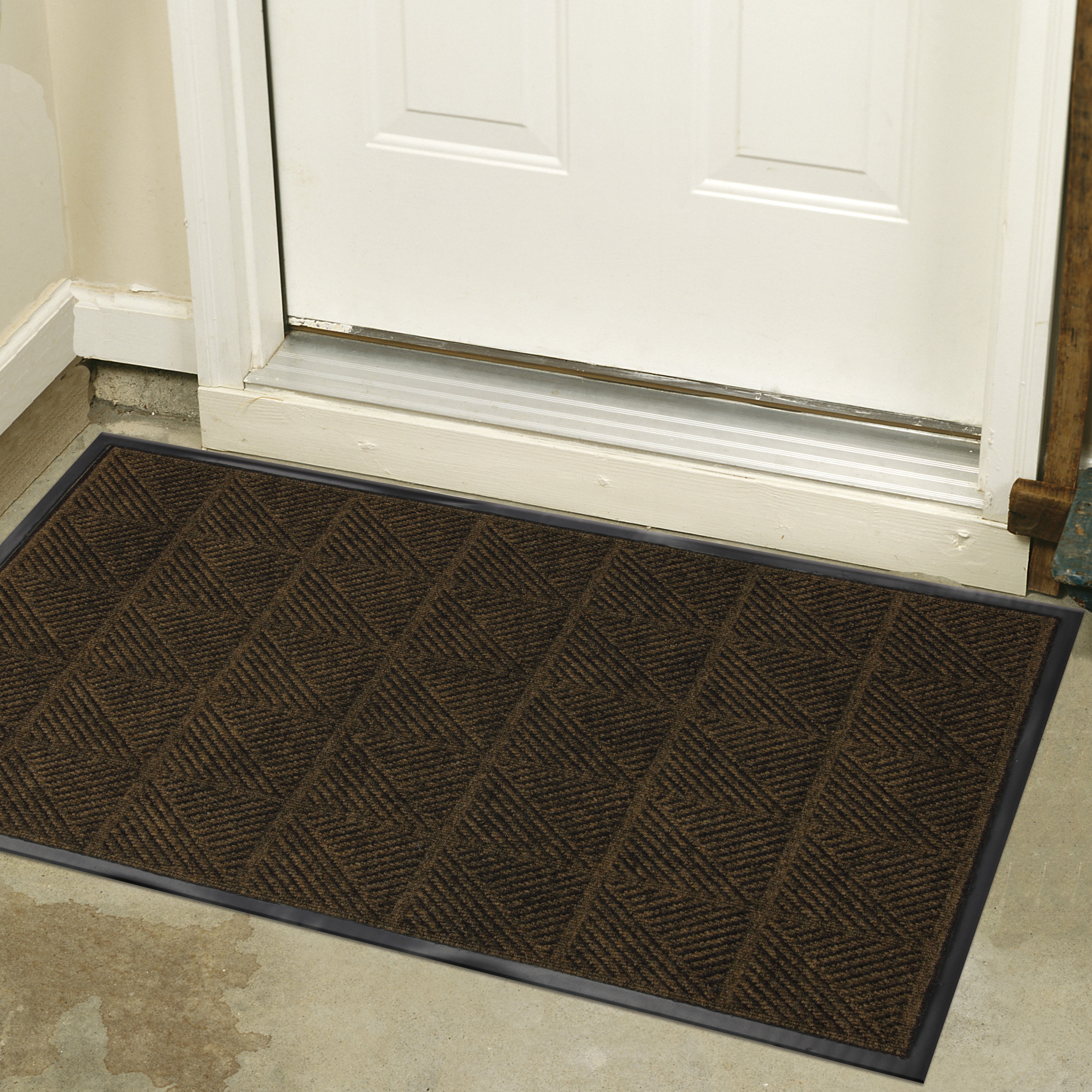 Mohawk Home Entryway Door Mat 2' x 3' All Weather Doormat Outdoor Non Slip  Recycled Rubber, Black Squares