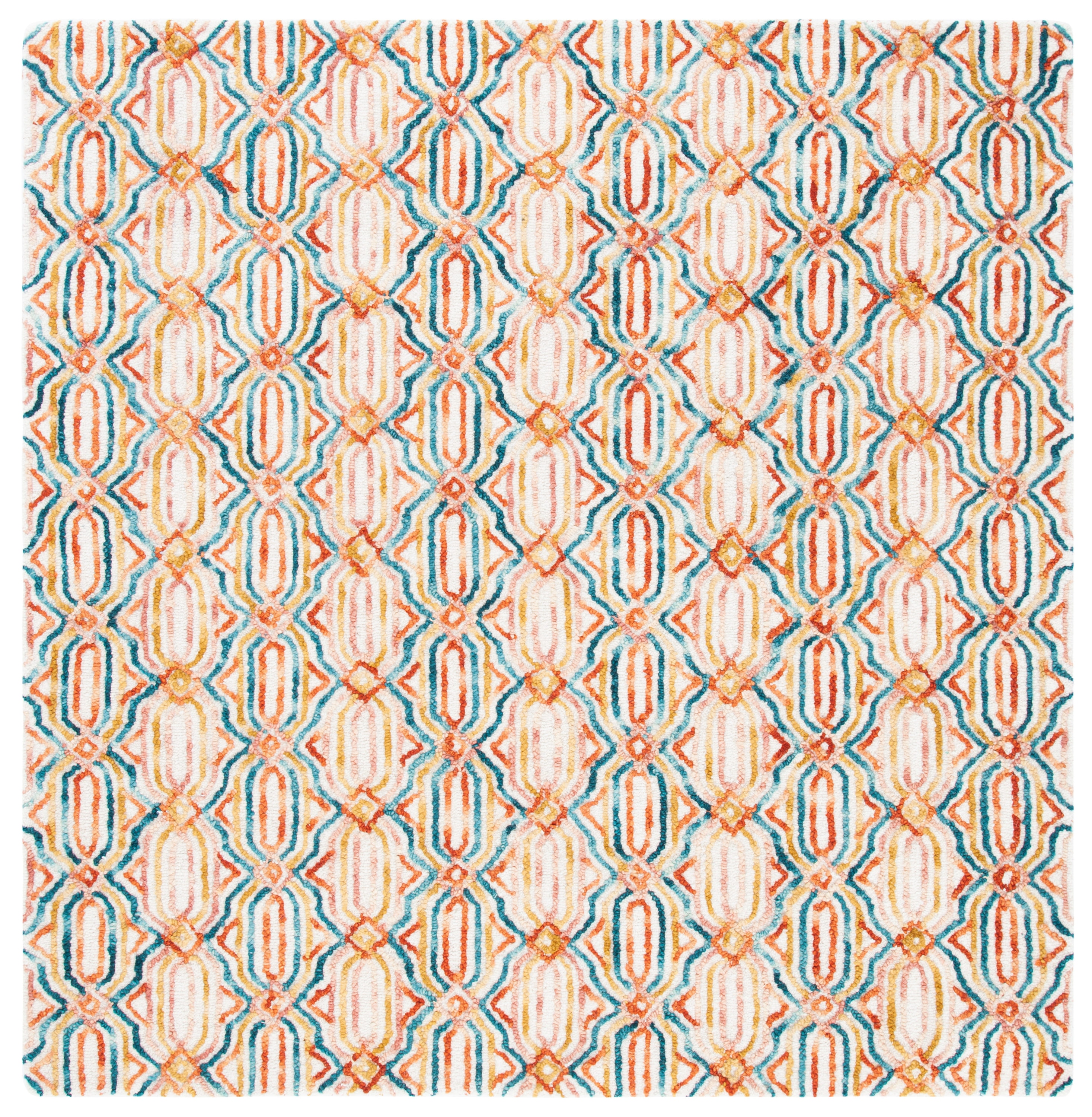 Safavieh TRC511A-6SQ Trace Snezana 6 x 6 (ft) Tufted Wool Ivory/Navy Square Indoor Abstract Bohemian/Eclectic Area rug