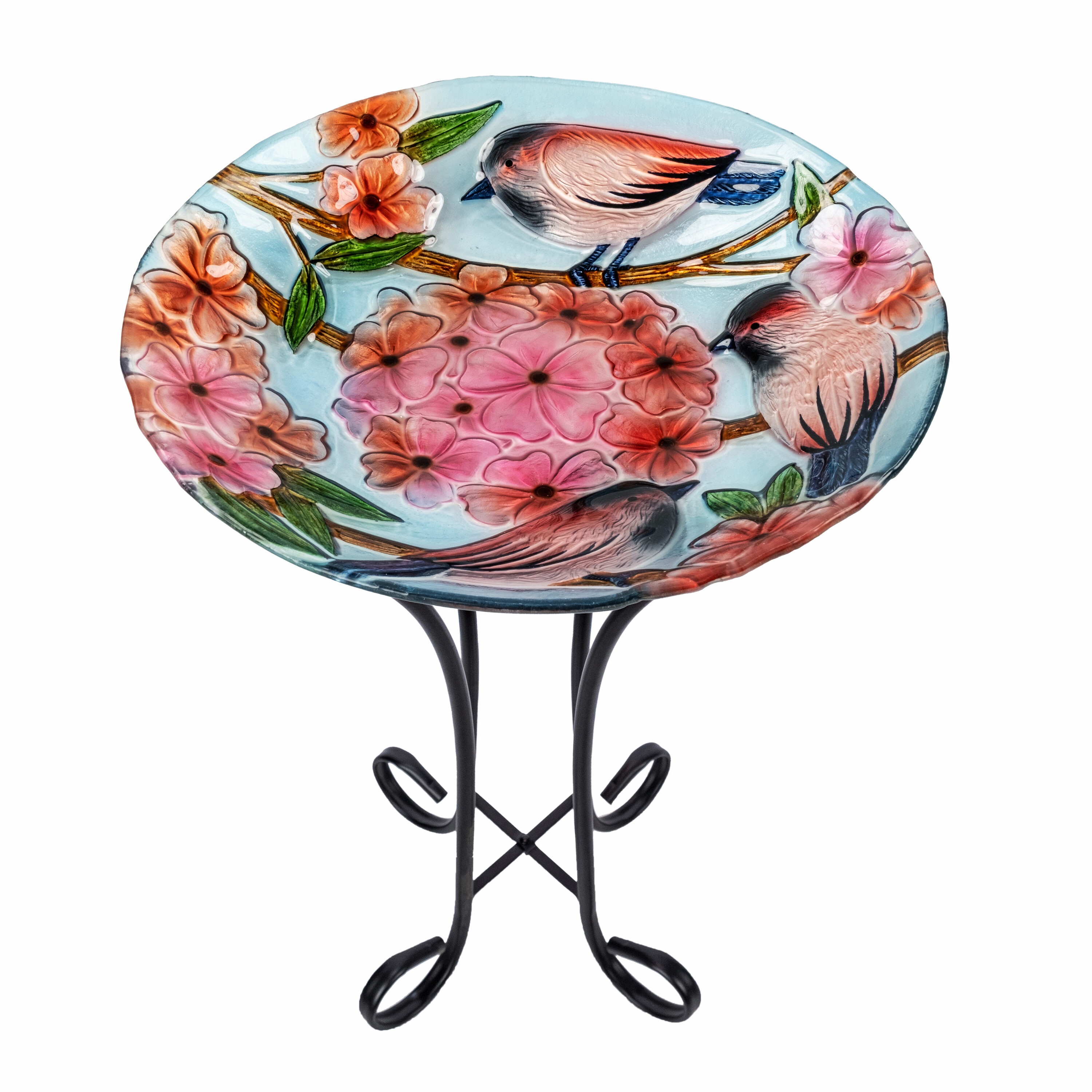 Teamson Home 4010341 20.94-Inches H Blue Glass Complete birdbath