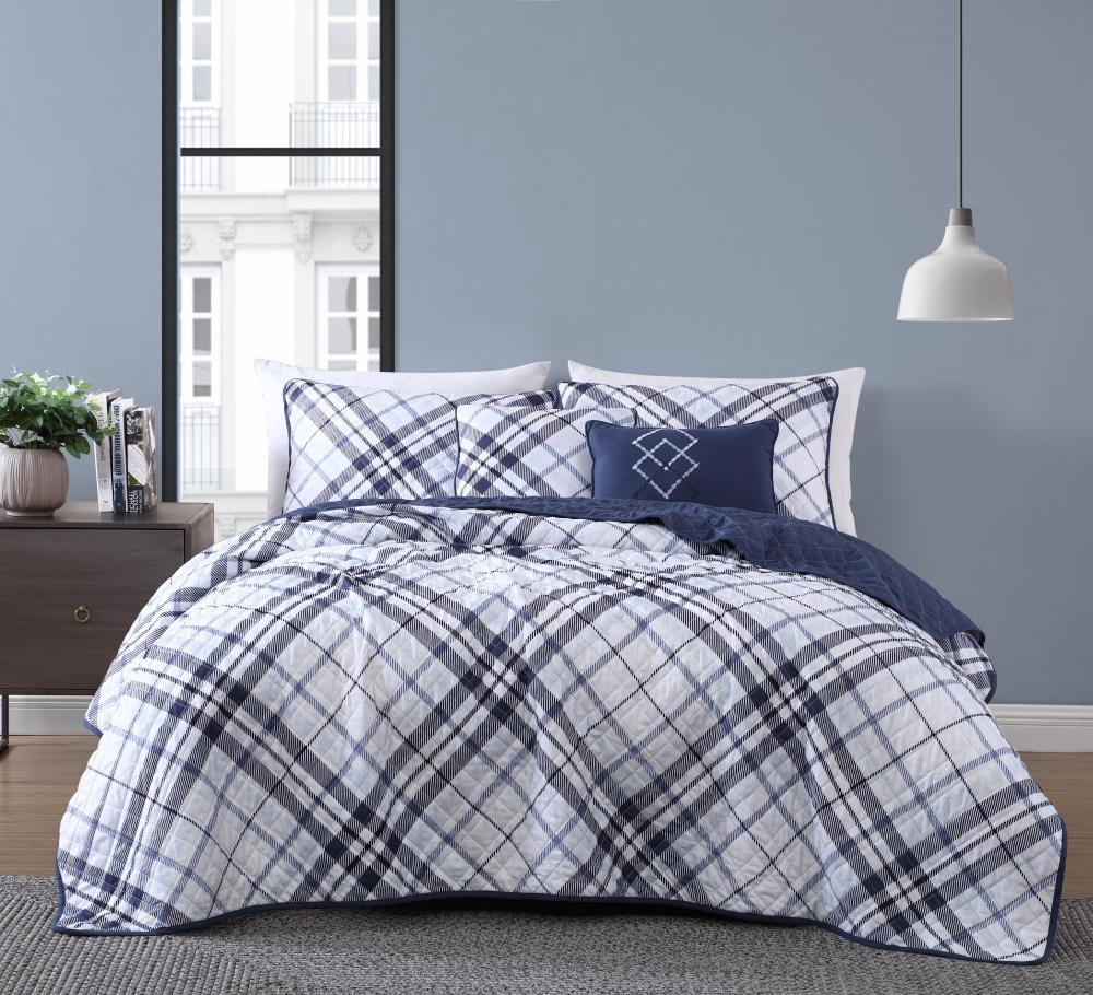 Geneva Home Fashion KHV5QTQUENGHIG Khalvin 5 -Piece Indigo Queen Quilt Set
