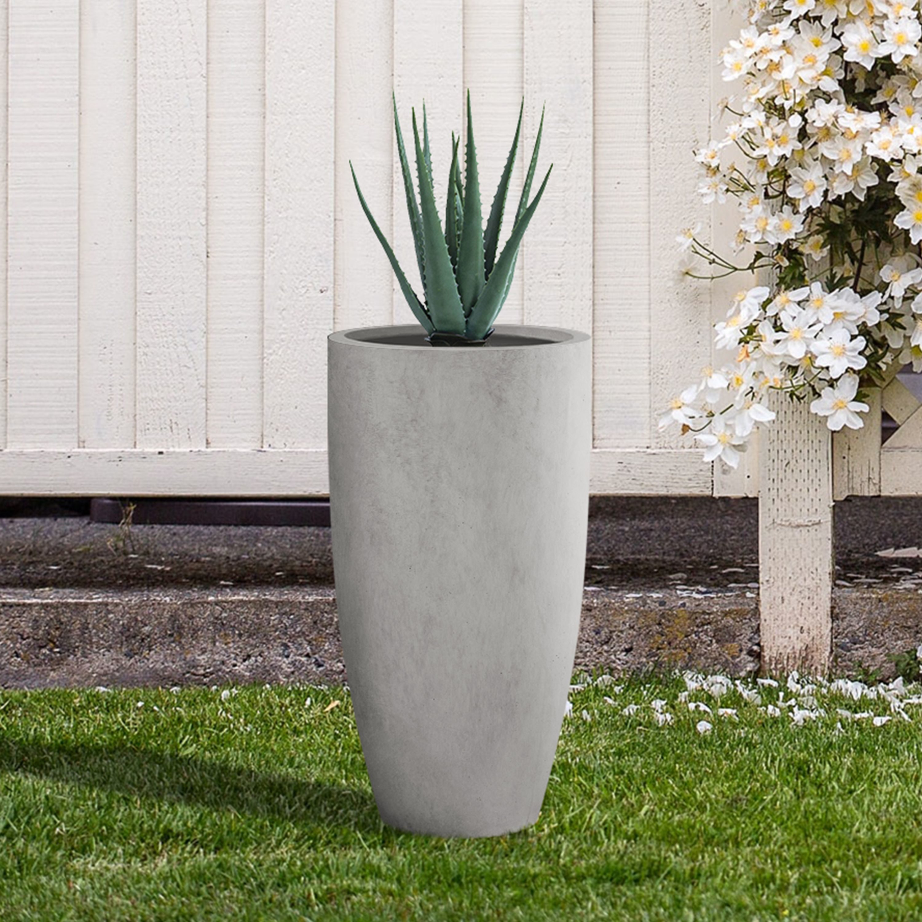 KANTE Round 13.39-in W x 23.62-in H Gray Concrete Contemporary/Modern ...