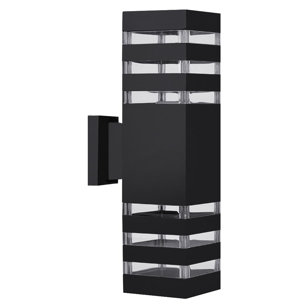 LamQee 06FTL0023BBK 2 -Light 13.4-in H Matte Black Hardwired Outdoor Wall Light