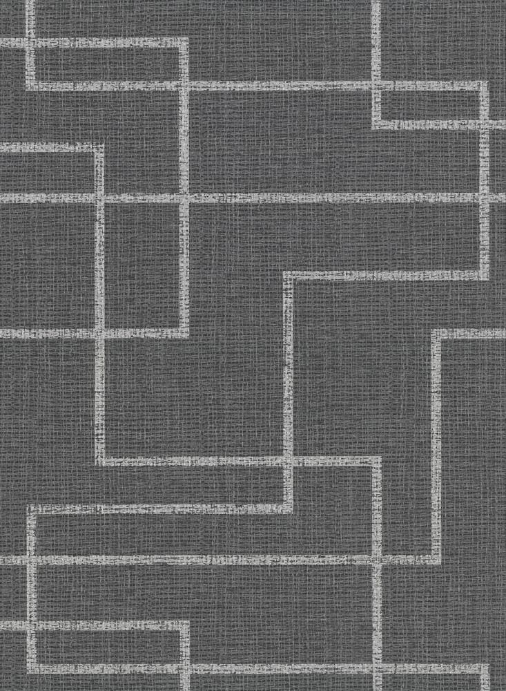 Warner Textures 2921-50500 60.8-Sq. Feet Charcoal Vinyl Textured Abstract 3D Unpasted Wallpaper