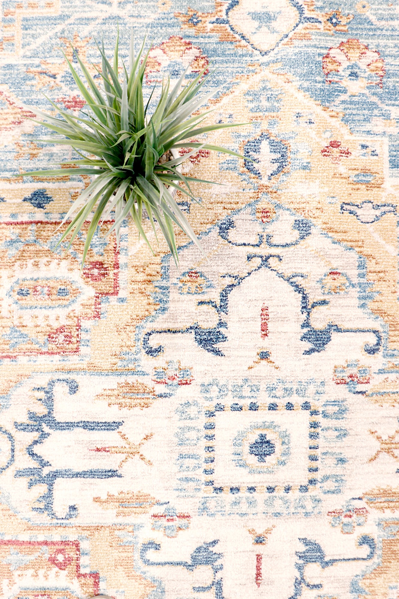 Heritage Light Blue and Ivory Rectangular Synthetic Area Rug