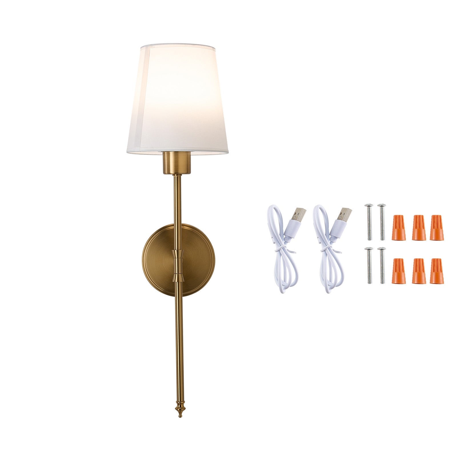Mecale Set of 2 Rechargeable Wall Sconces 4000mAh 471-lm with 12 RGB Colors Remote and Timer Gold