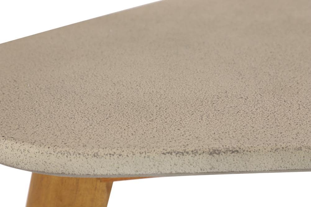 Modern Acacia Wood & Polycement Outdoor Accent Table in Gray