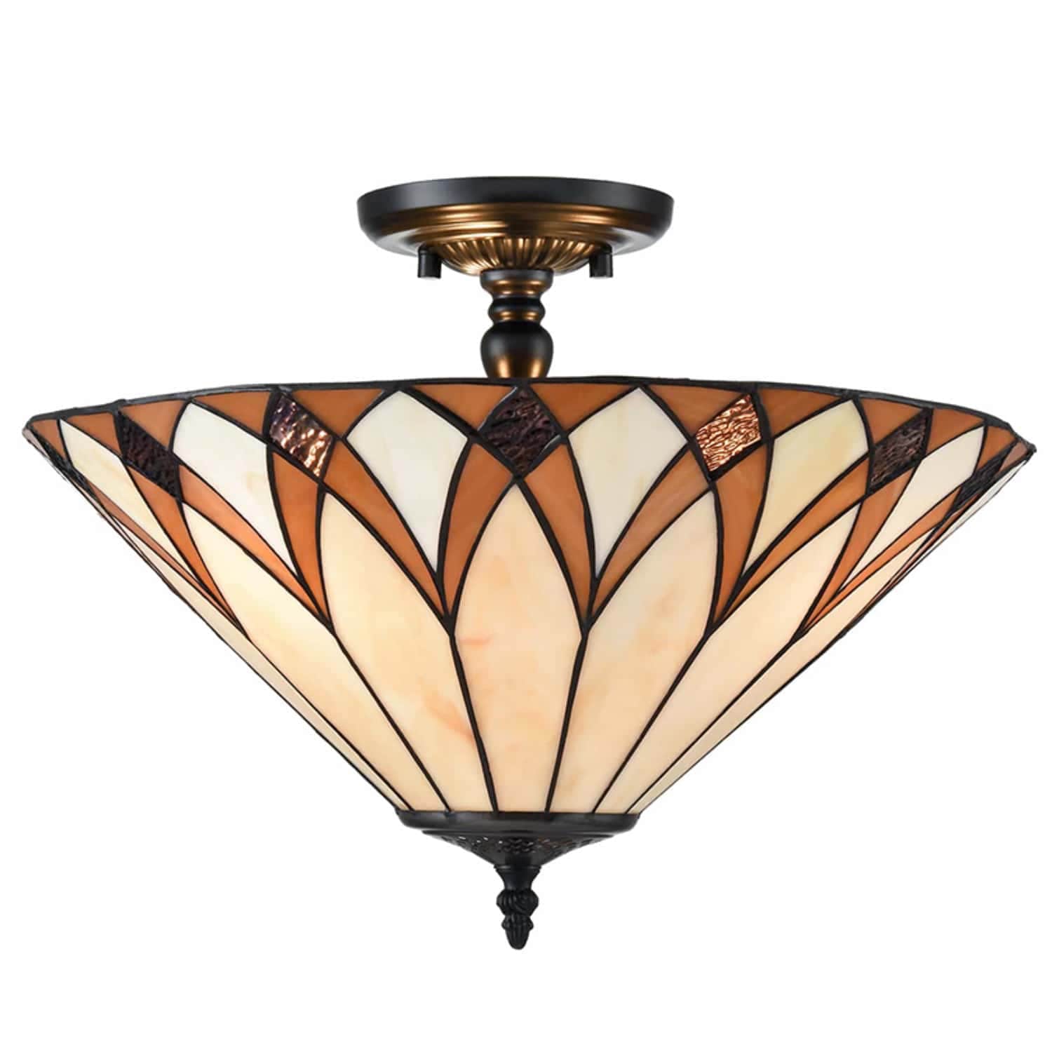 Claxy TY-B7293-3CU-BM Tiffany 1 -Light 16.1-in Antique Multiple colors Semi Flush Mount Light