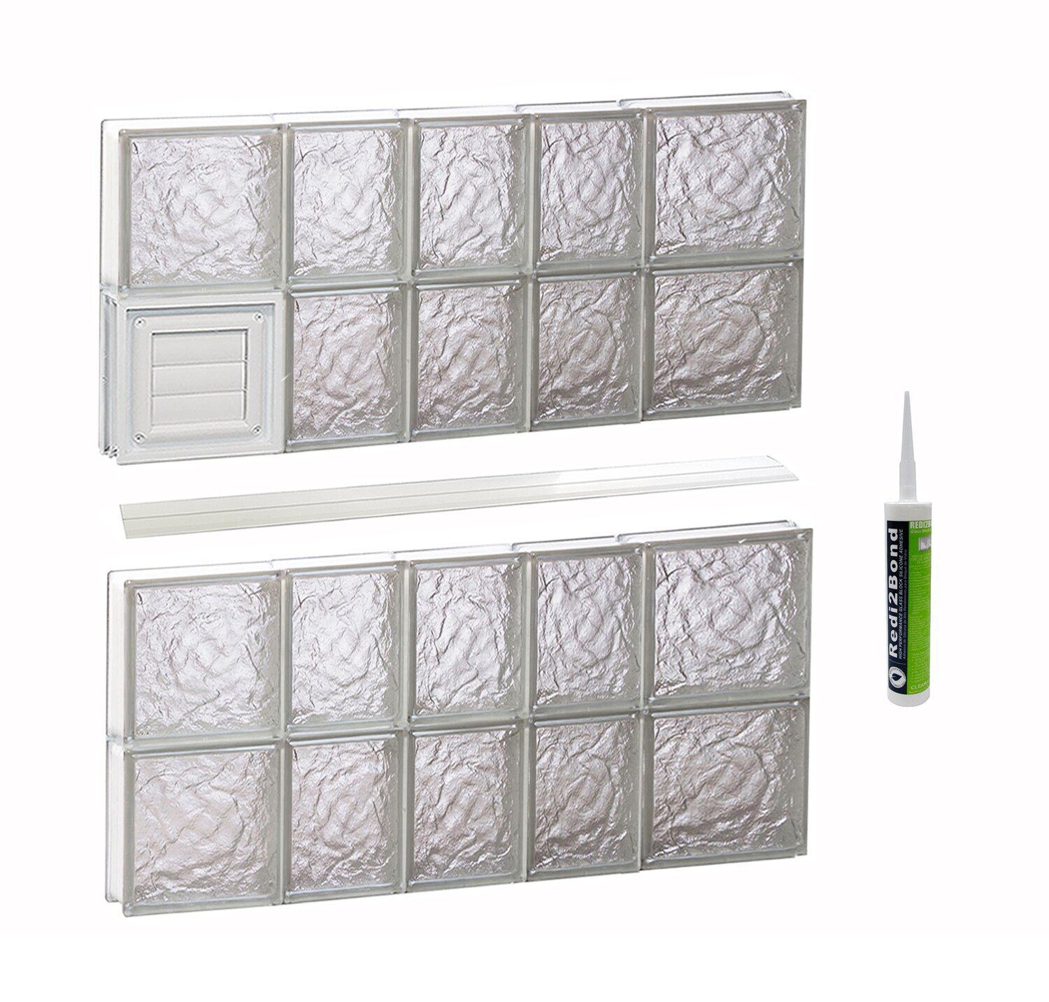 REDI2SET D3432IS Ice Glass 32-3/4-in x 31-in Frameless Replacement Dryer vent Glass Block Window