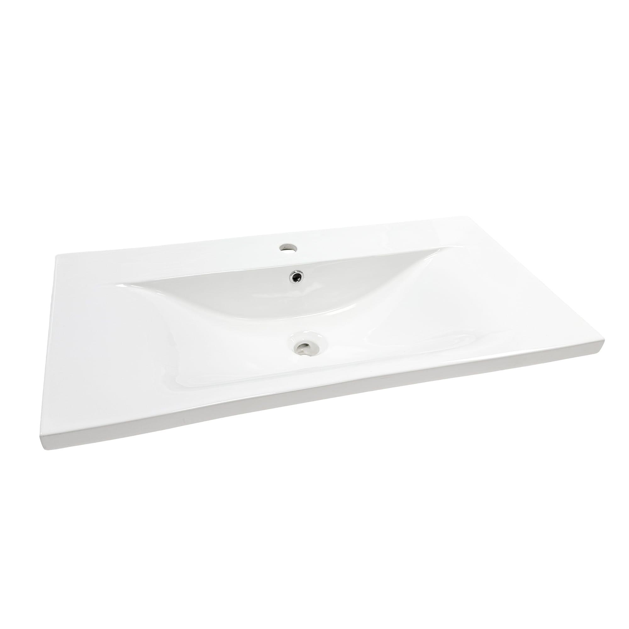Bellaterra Home 36-in White Ceramic Single Sink Single Hole Faucet Mount Bathroom Vanity Top