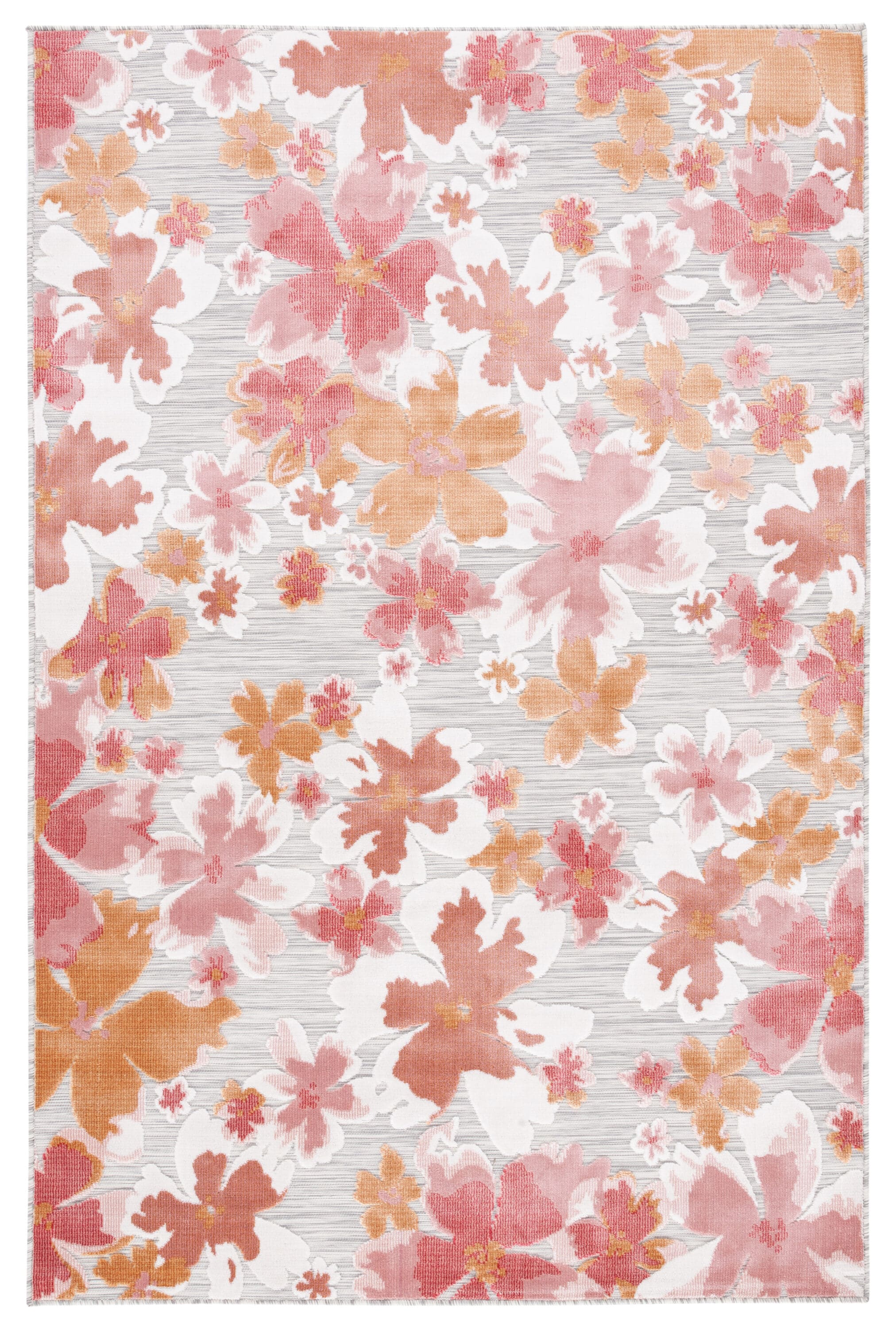 Elegant Floral Gray Synthetic 6'5" x 9'6" Indoor/Outdoor Area Rug