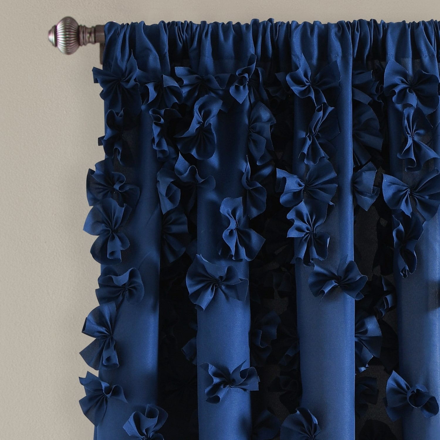 Navy Sheer Polyester Rod Pocket Window Curtain Panel 54"W x 63"L