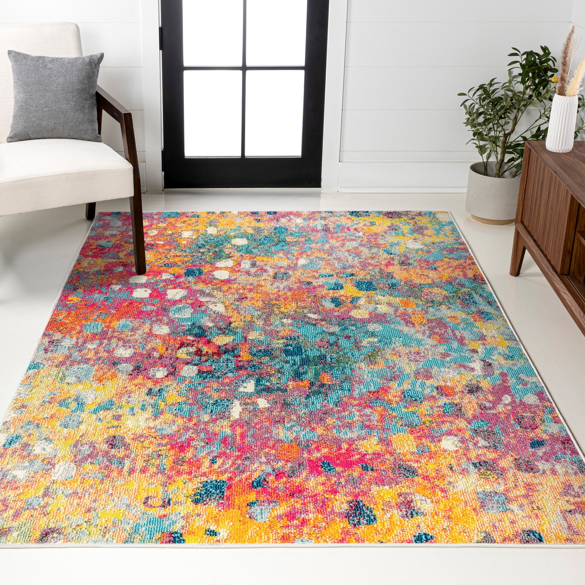 JONATHAN  Y CTP108A-4 CONTEMPORARY POP Abstract 4 x 6 (ft) Loomed Multi/Yellow Rectangular Indoor Abstract Vintage Pet Friendly Area rug