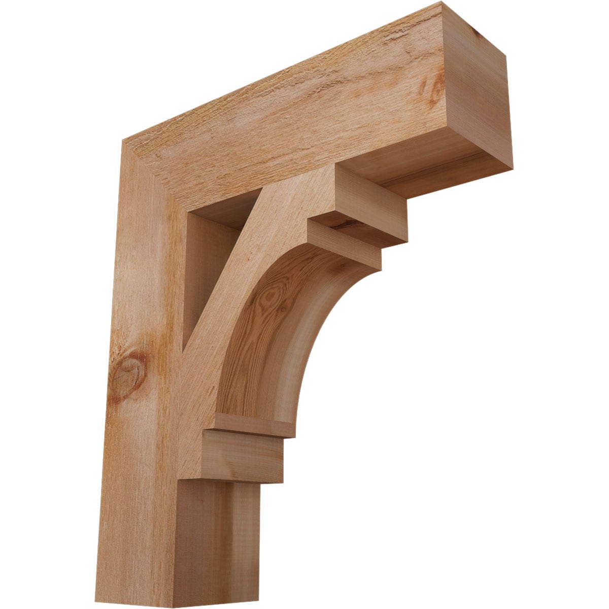 Ekena Millwork BKT06X22X26MRC05RWR Merced block rough sawn 6-in x 22-in x 26-in Western red cedar Brown Wood Standard bracket