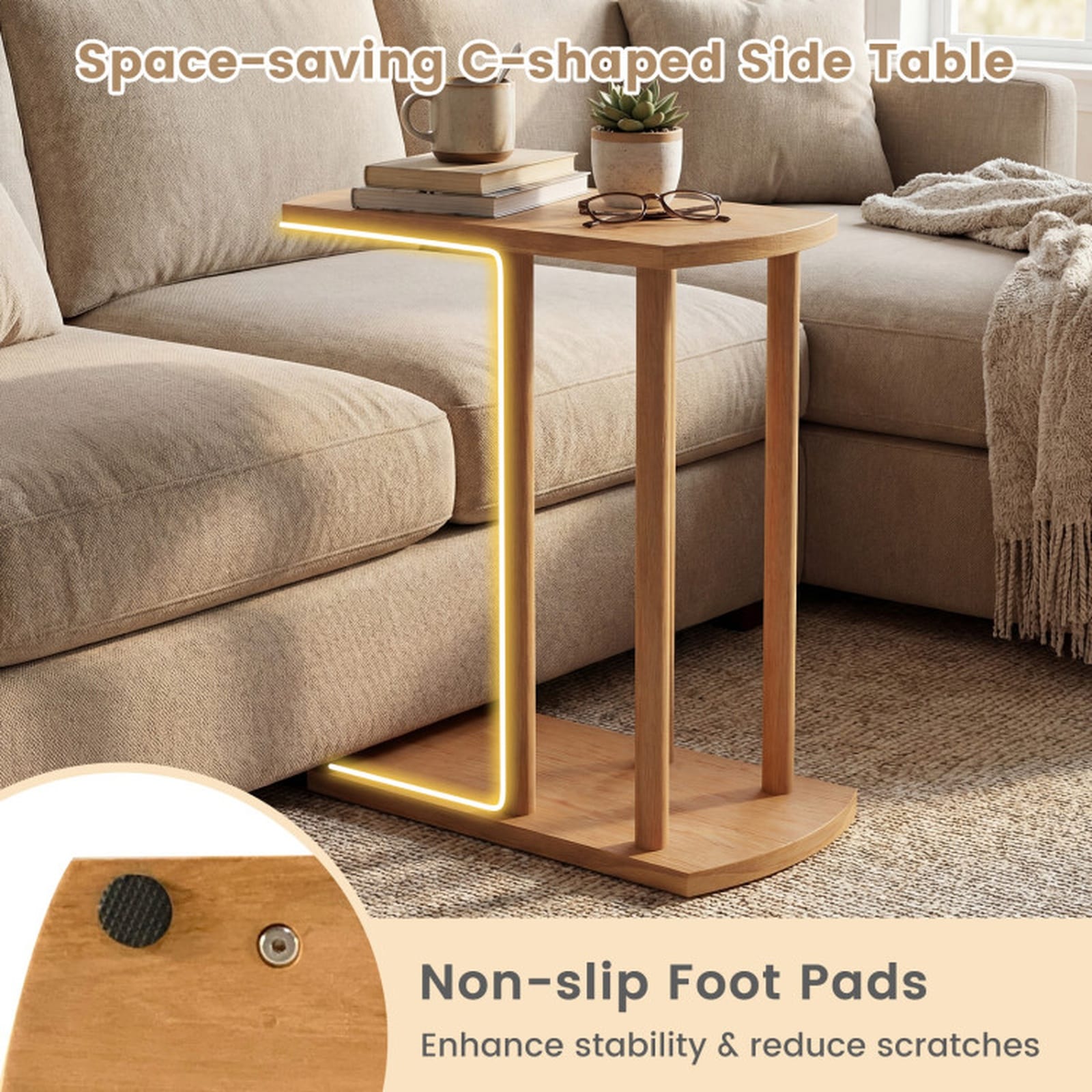 ダイニングテーブル teketekeACTUS OWN-F BIG SIDE TABLE SUGIFT 2-Tier C-Shaped Side Table in Solid Teak Wood - Natural 20