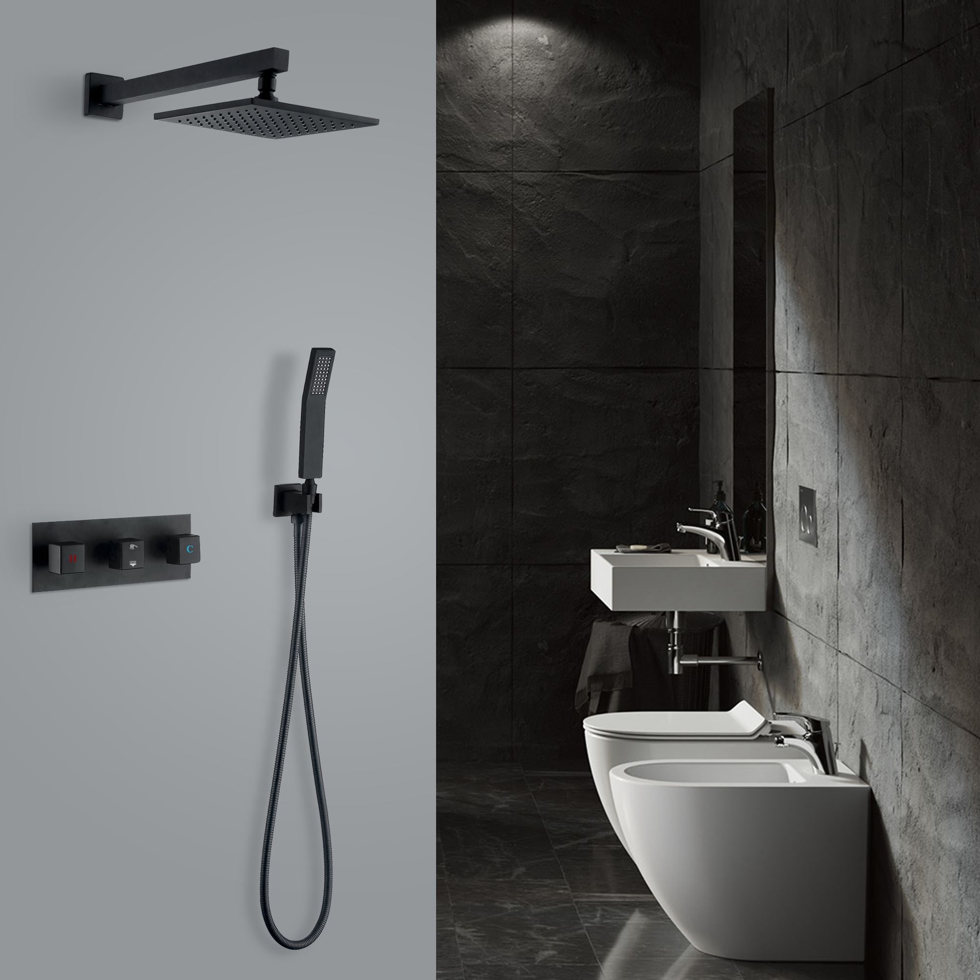 Parrot Uncle RCS85009MB-EG Showerhead-Bar-Panels - View #2