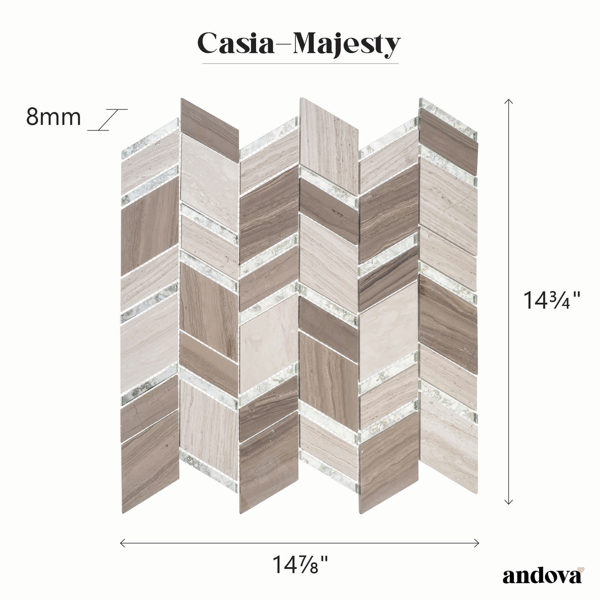 Casia Polished Brown Marble Chevron Mosaic Wall Tile