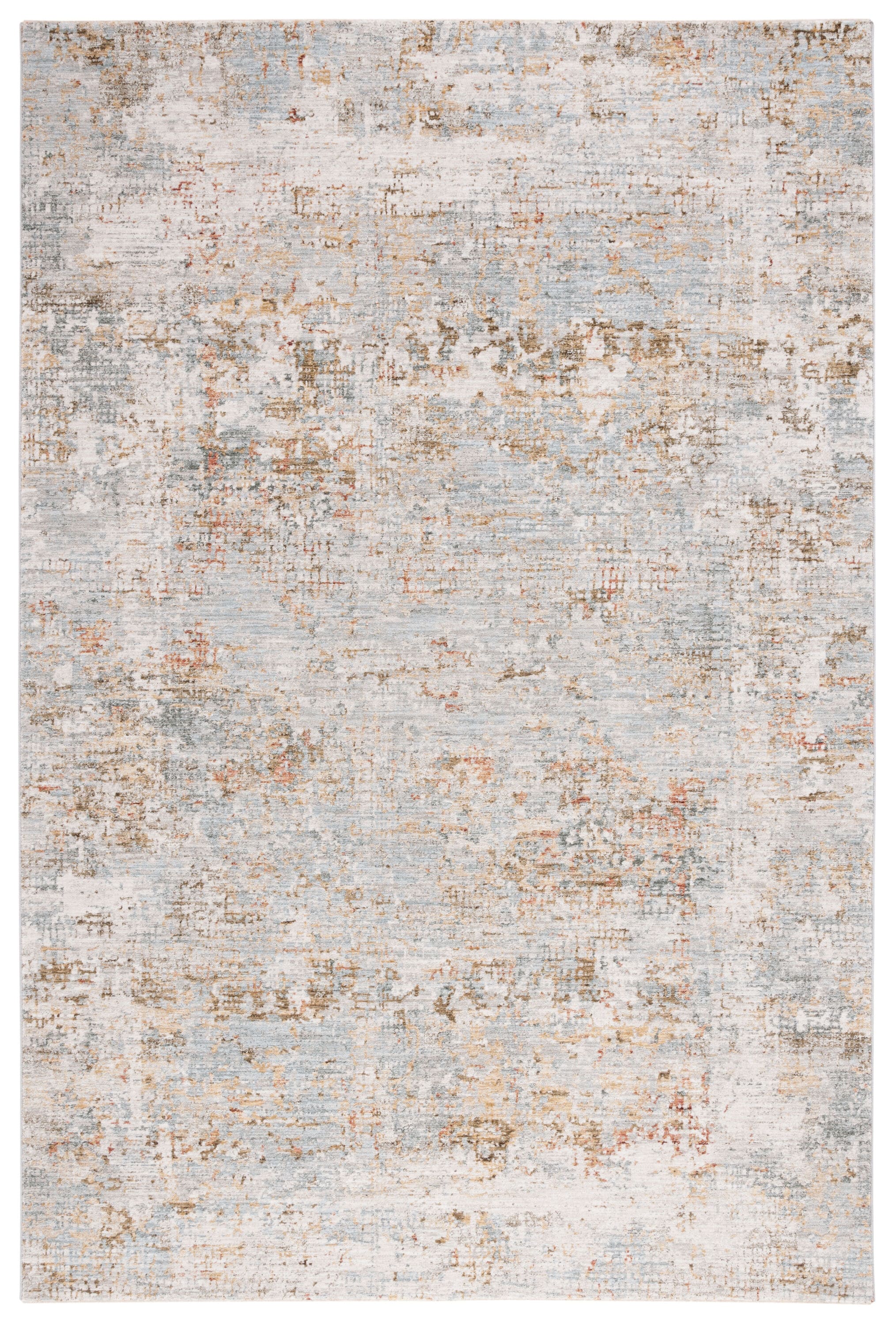 Adrianna Blue and Gold Abstract 8' x 10' Synthetic Rug