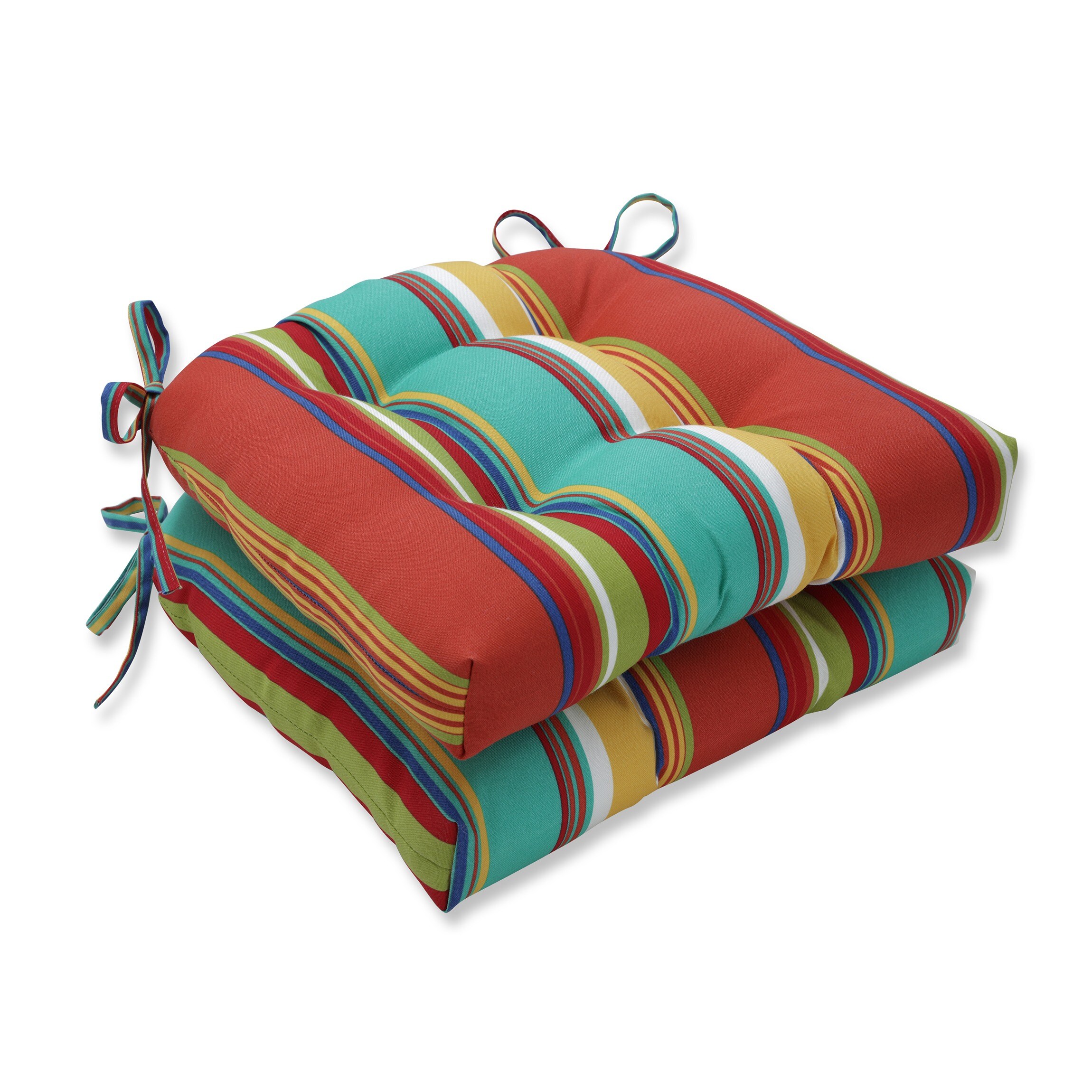 Pillow Perfect 661810 Westport Spring 17.5-in x 16.5-in 2-Piece Multicolored Patio Chair Cushion
