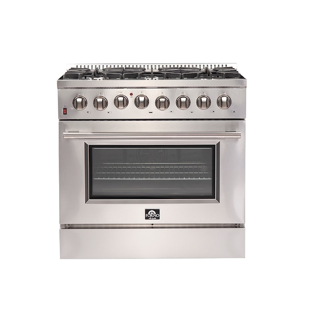 FORNO Galiano Titanium 36-in Deep Recessed 6 Burners Freestanding Dual Fuel  Range (Stainless Steel) in the Single Oven Dual Fuel Ranges department at