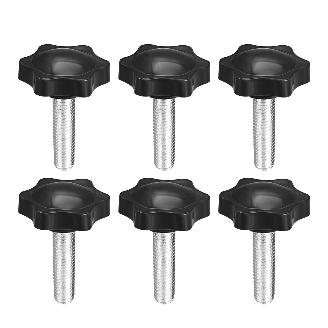 Unique Bargains - 6pcs Clamping Screw Knob 38mm Dia Plum Hex Shaped Grips Star Knob M8 x 30mm Mal...