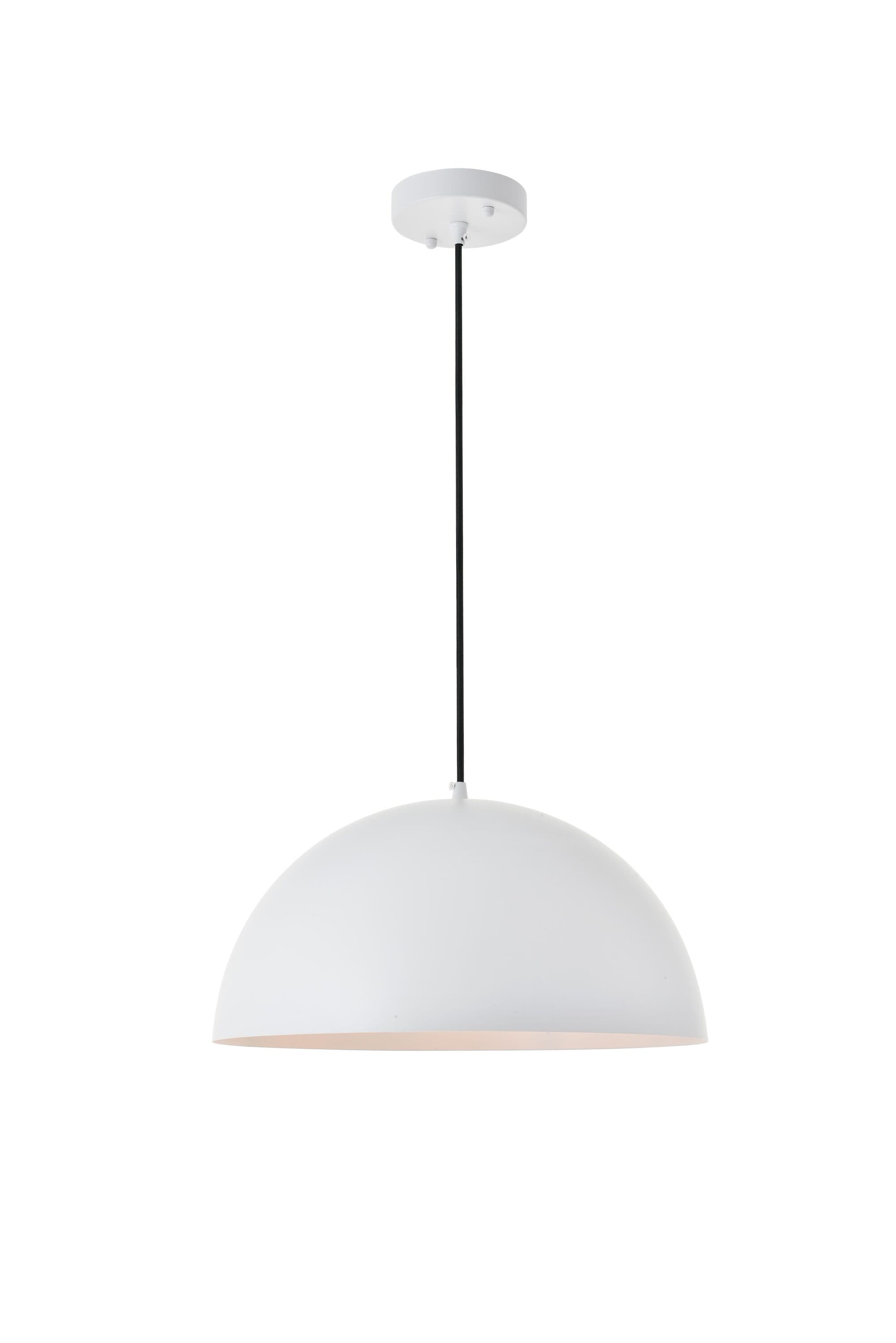 Elegant Decor HFDL12075D16WH Home Furnishing 1 -Light White Mid-century Dome Medium Hanging Pendant light
