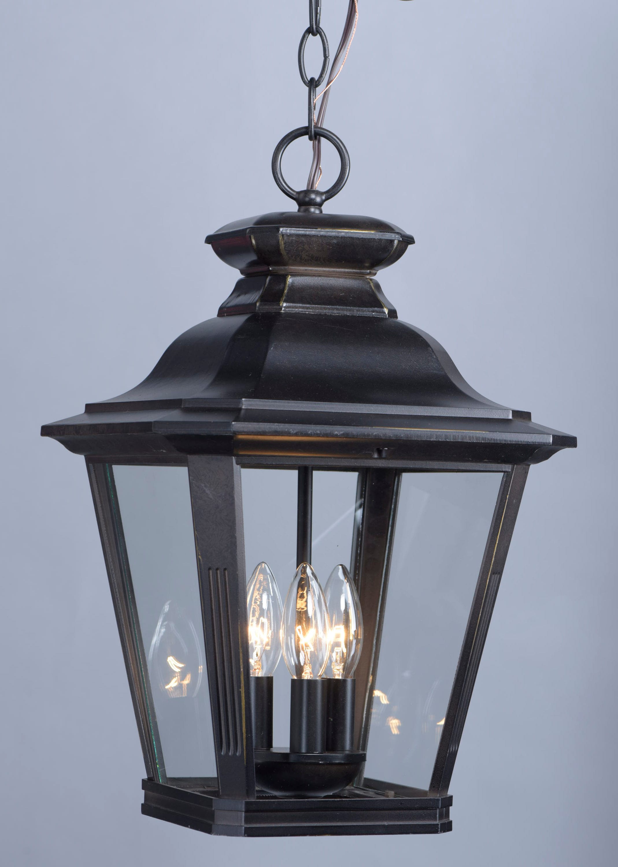 Knoxville Bronze 3-Light Outdoor Hanging Lantern with Clear Glass